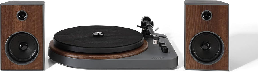 Bluetooth Record Player with 24W Speakers Walnut Grey