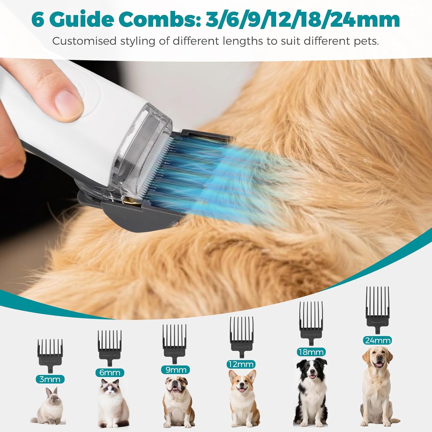 Dog Grooming Vacuum Kit 11000Pa 6 Tool Low Noise Clipper