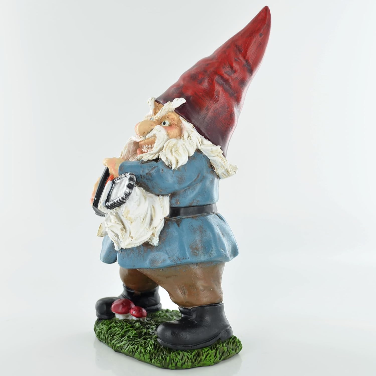 Angry Chainsaw Gnome Statue Funny Horror Garden Decor