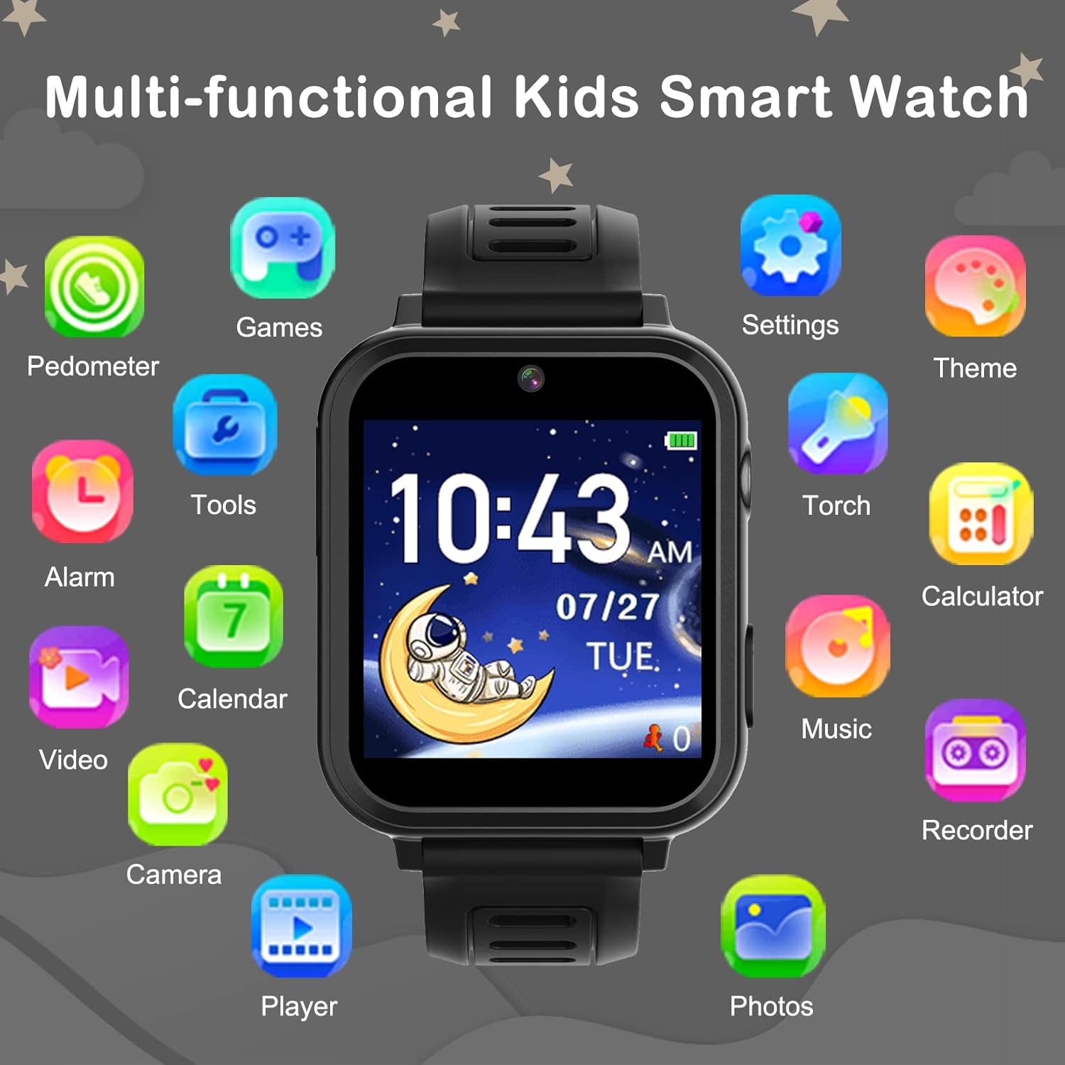 Kids Smart Watch Toy Camera Games Music Alarm Pedometer Watch