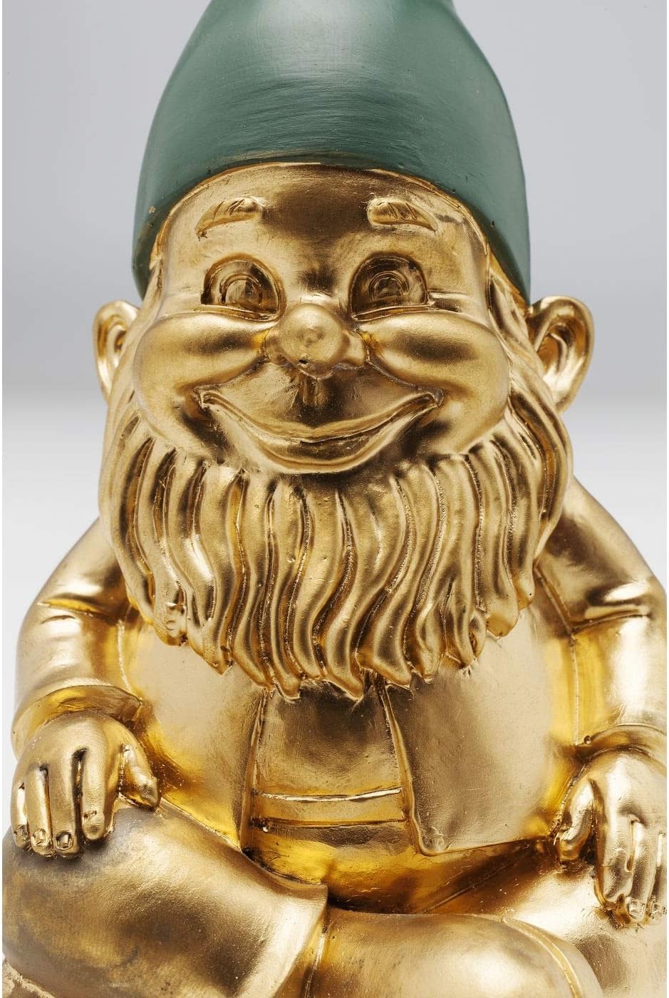 Gold Garden Gnome Statue 19cm Resin Sitting Home Decor