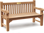 5ft Teak Memorial Garden Bench 3 Seater Outdoor Seat w/Brass Plaque