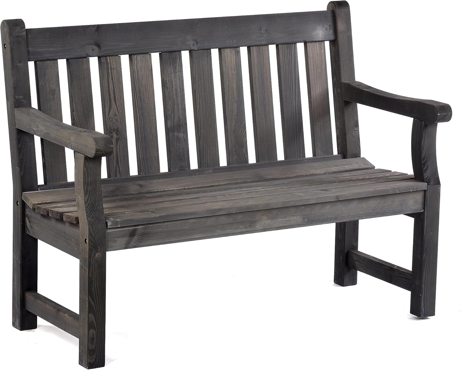 Wooden Garden Bench 120cm 2 Seater Pine Outdoor Patio Bench Grey