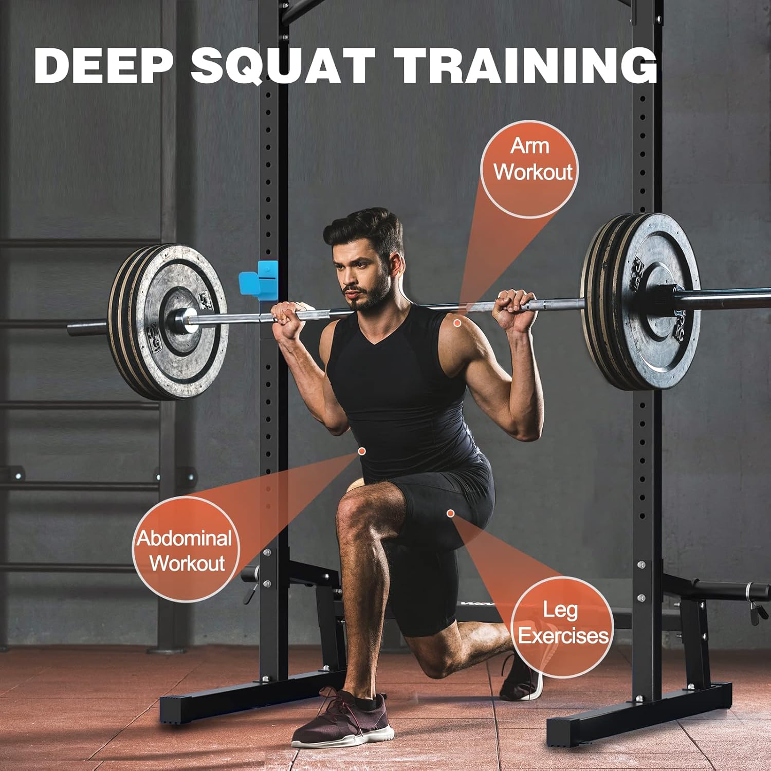 Power Cage Squat Rack Pull Up Bar Dip Station Home Gym Rack