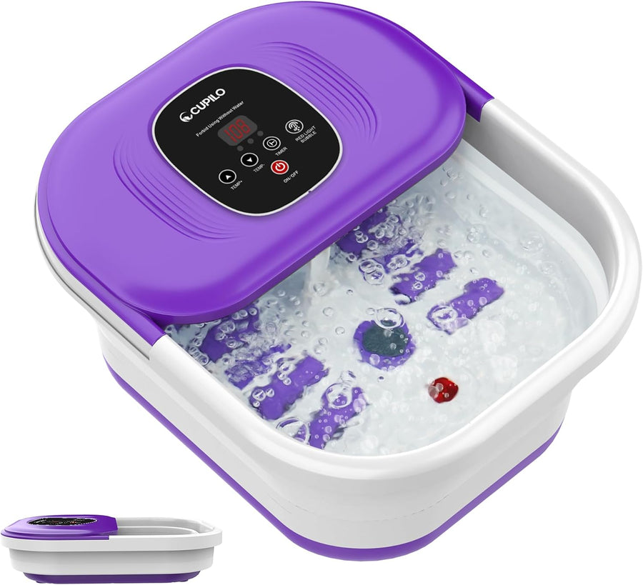 Foldable Heated Foot Spa Bath Bubble Massage Rollers Pedicure