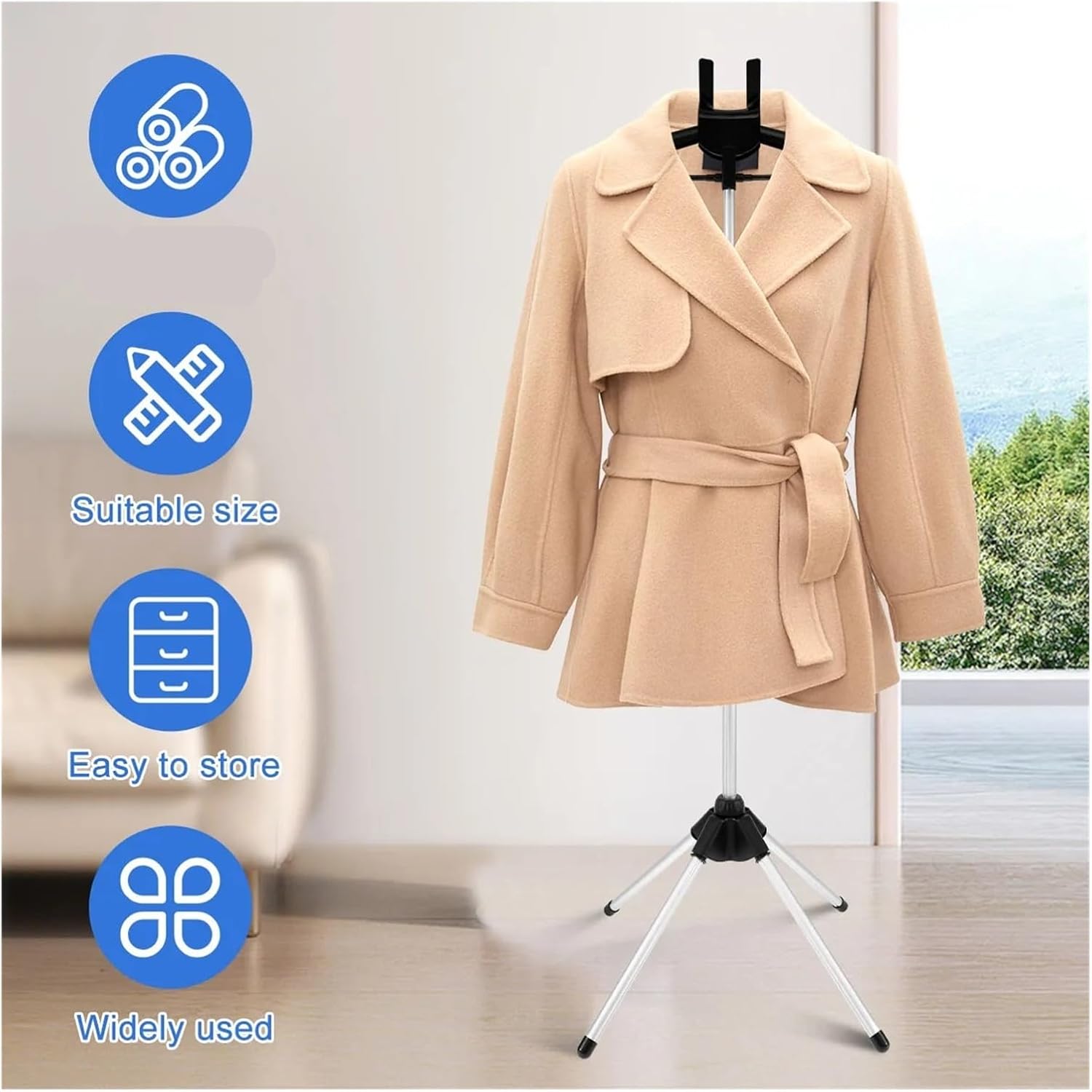 Clothes Steamer Stand Foldable Rack with Ironing Board Adjustable