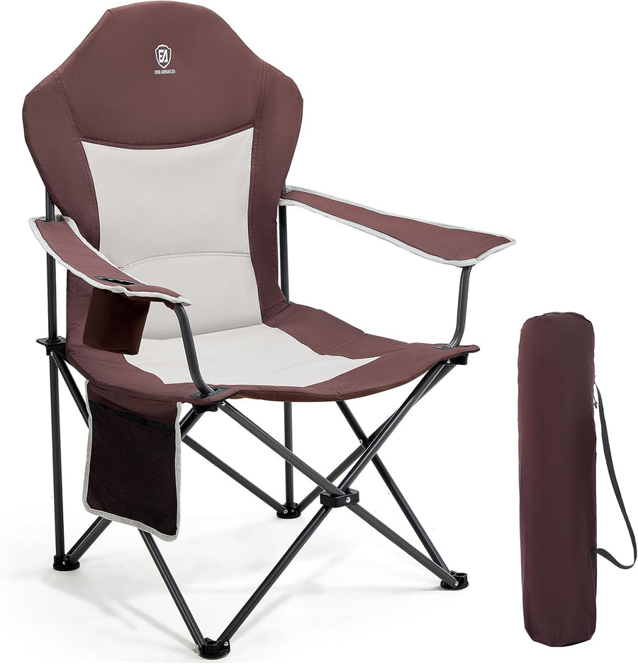 Portable Oversized Camping Chair with High Back Cup Holder Red