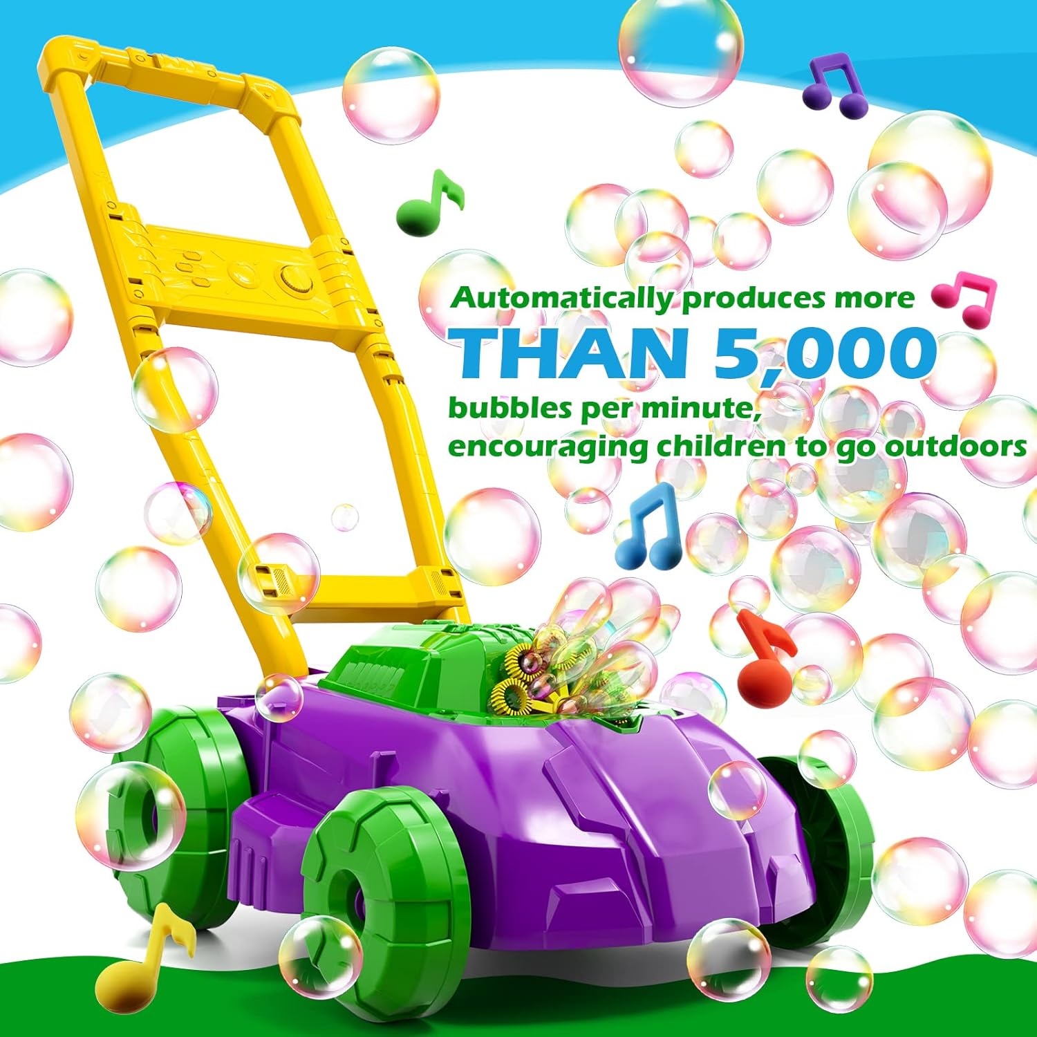 Bubble Lawn Mower 5000 Kids Push Outdoor Toy Gift Set