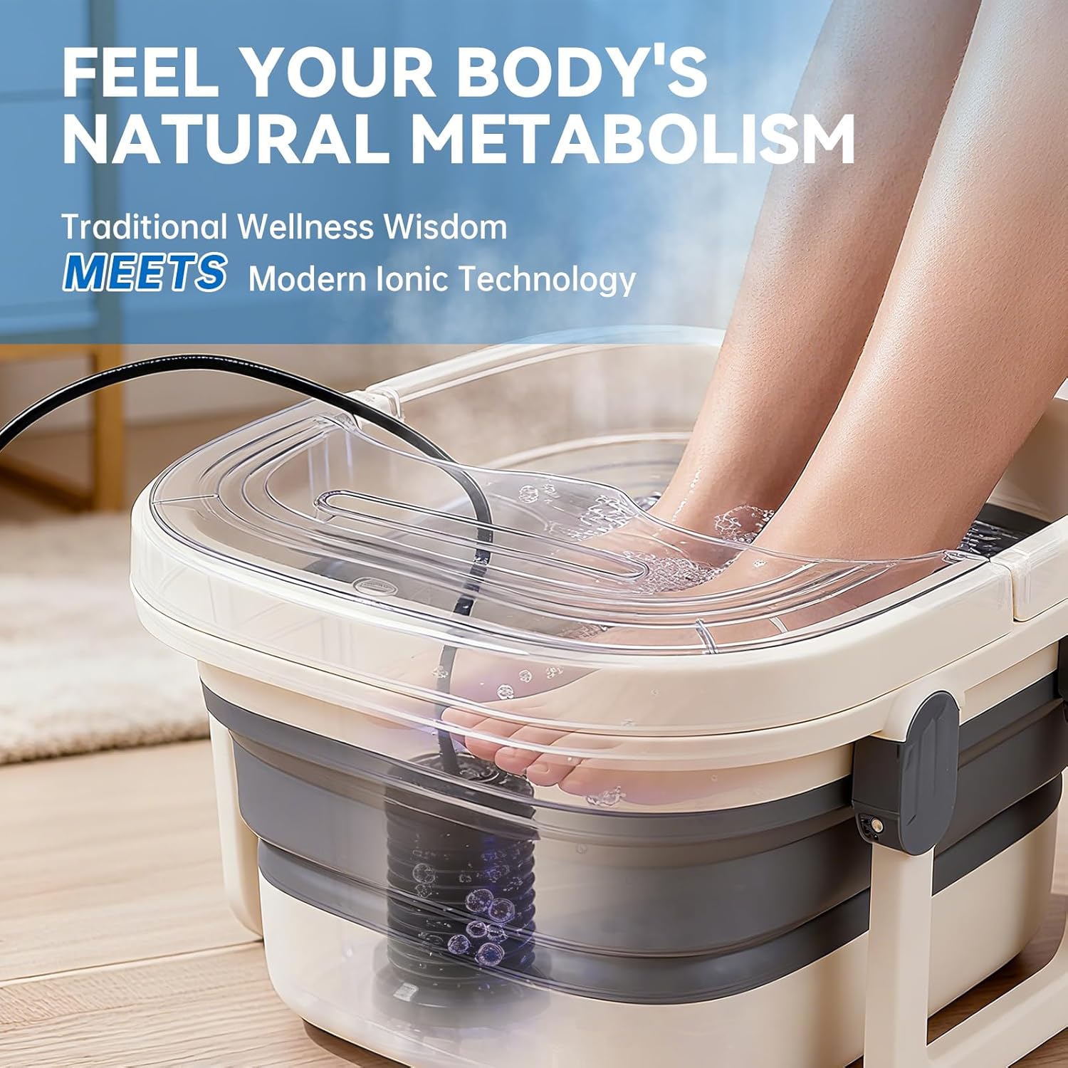 Bluetooth Ionic Foot Bath Detox Machine App Control Foldable Spa