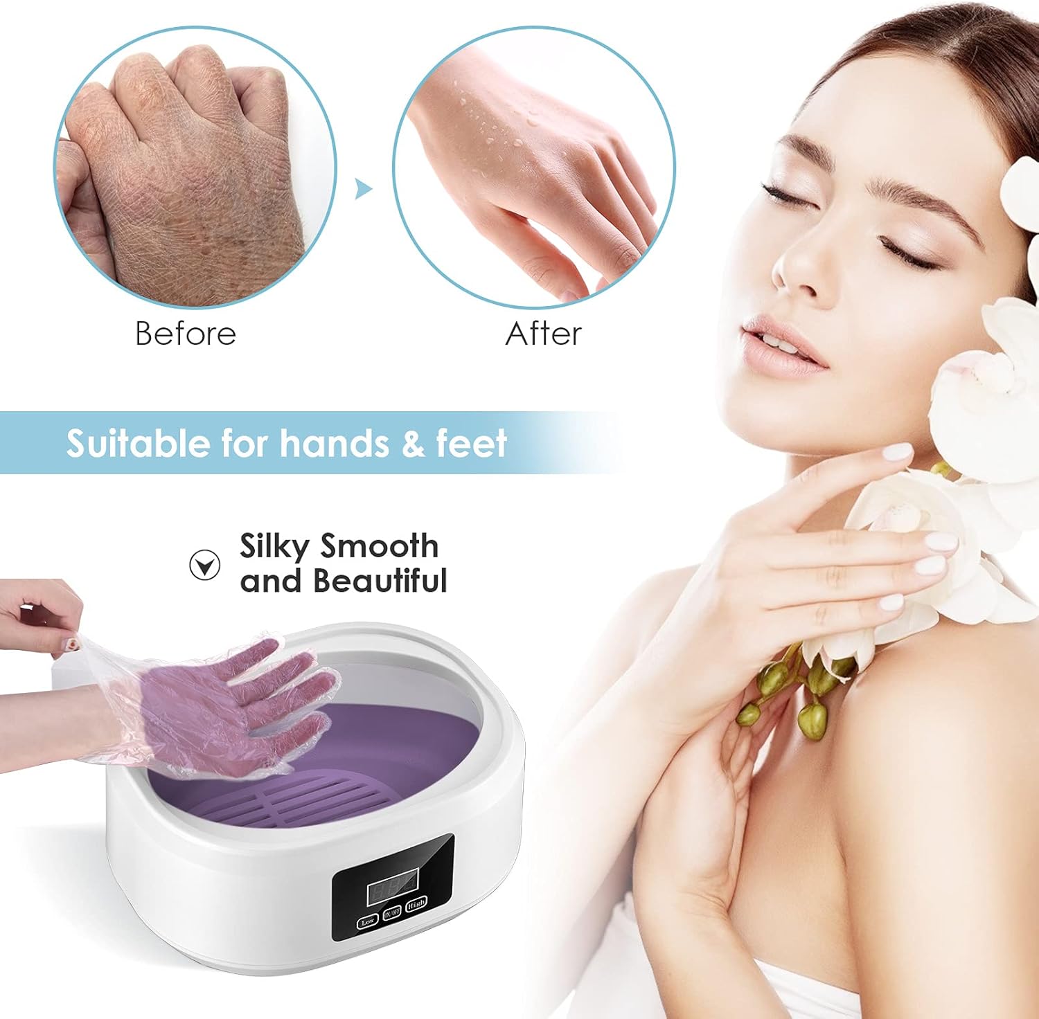 Paraffin Wax Machine Kit Hand Foot Spa Heater Touch Screen Set