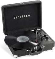 Portable Suitcase Record Player 3 Speed Black Bluetooth