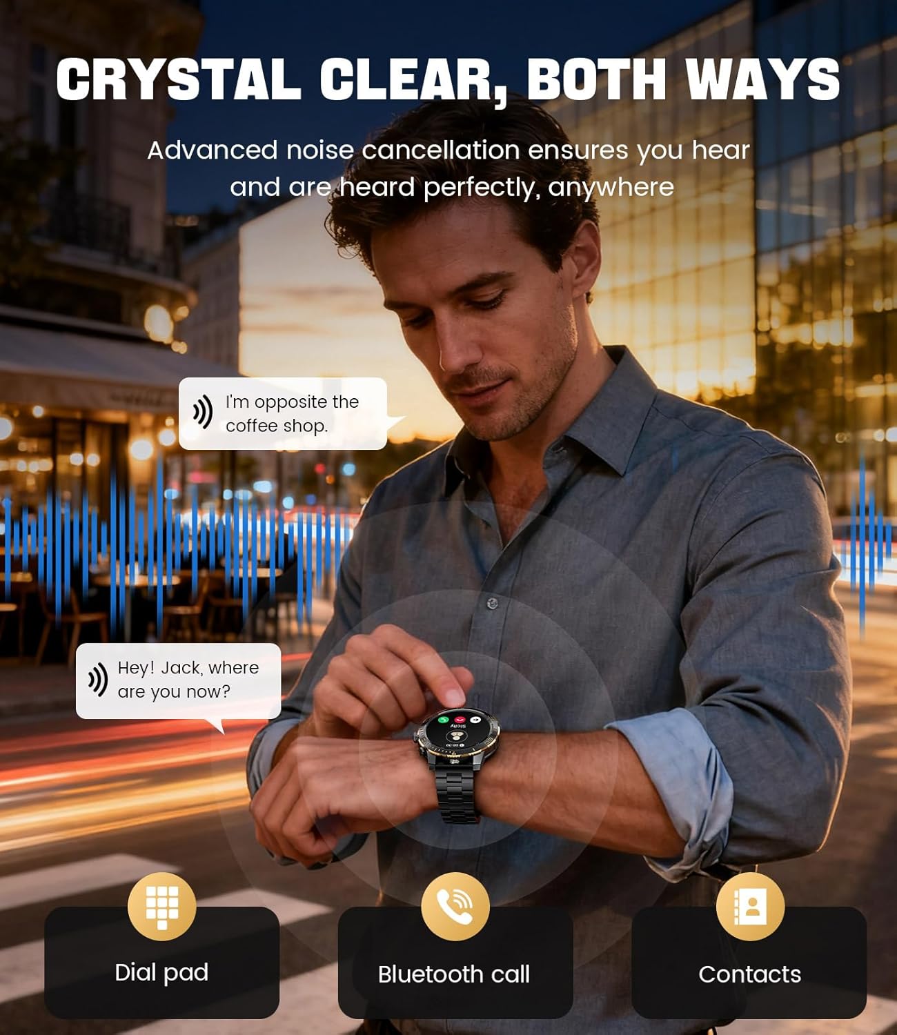Mens AMOLED Smart Watch Call LED Flash 110 Sports