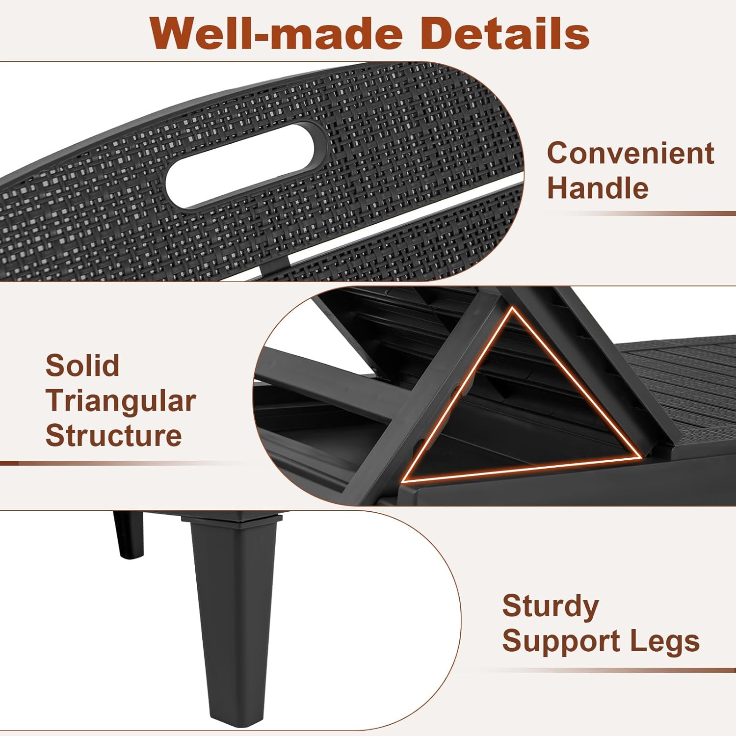 Set of 2 Rattan Style Sun Loungers Black 5 Level