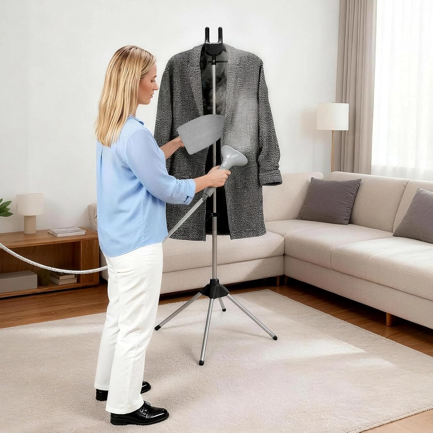 Garment Steamer Stand Adjustable Clothes Hanger 360 Rotating Portable