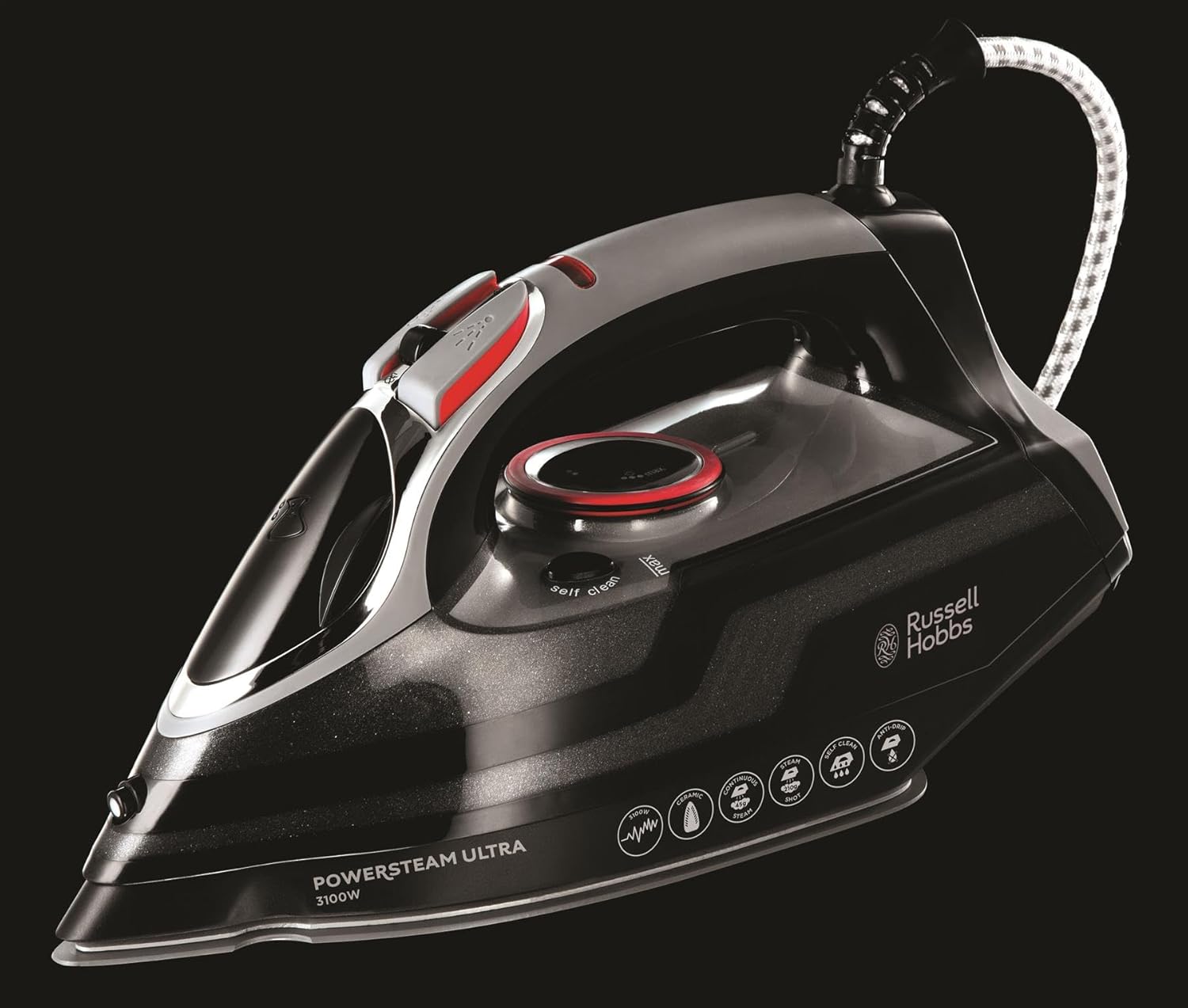 3100W Steam Iron Ceramic Soleplate 210g Steam Boost 350ml Tank