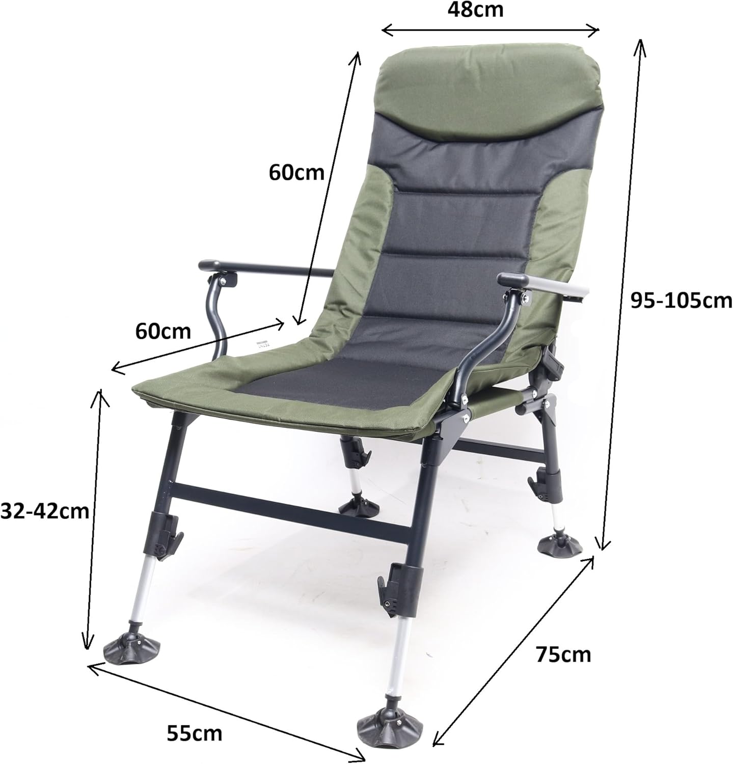 Premium Reclining Fishing Camping Chair Heavy Duty