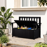 2 Seater Wooden Garden Storage Bench 135L Outdoor Patio Seat Black