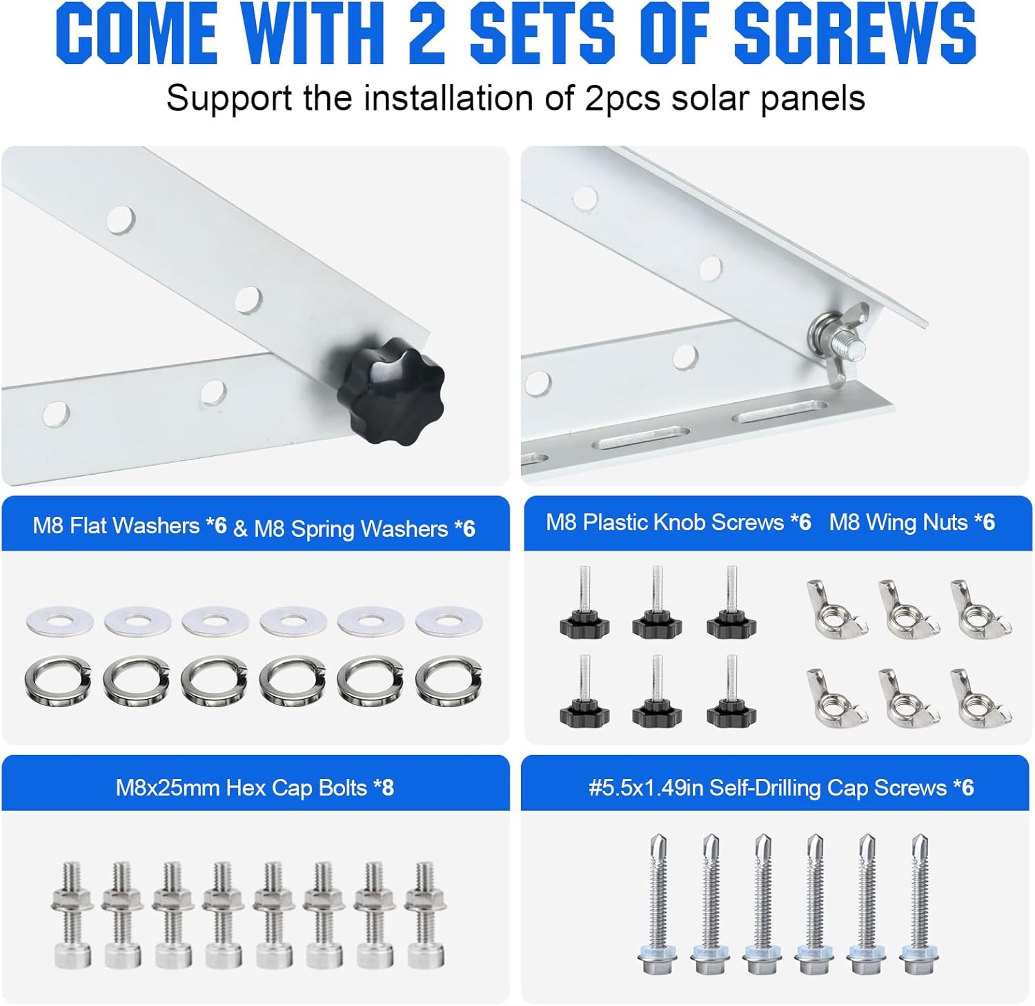 45in Adjustable Solar Panel Mount Brackets 0-90° Roof Van Kit