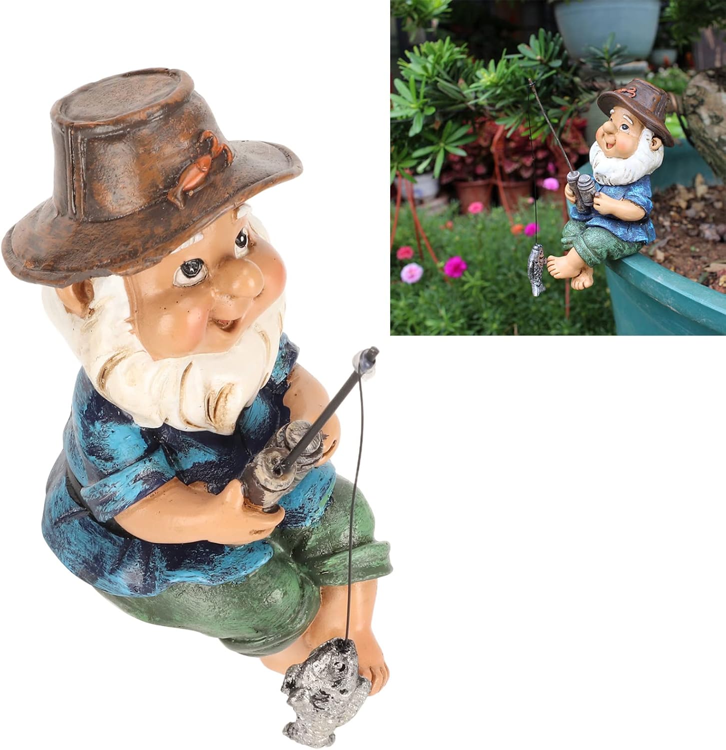Fishing Garden Gnome Resin Outdoor Lawn Pond Decor Statue