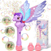 Unicorn Bubble Wand LED Wings Girls Party Outdoor Toy