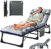 Heavy Duty Folding Lounger Bed Grey 200KG Recliner