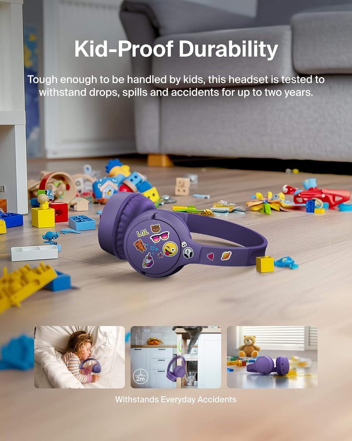 Kids Wireless Bluetooth Headphones Safe Volume 30 Hour Battery