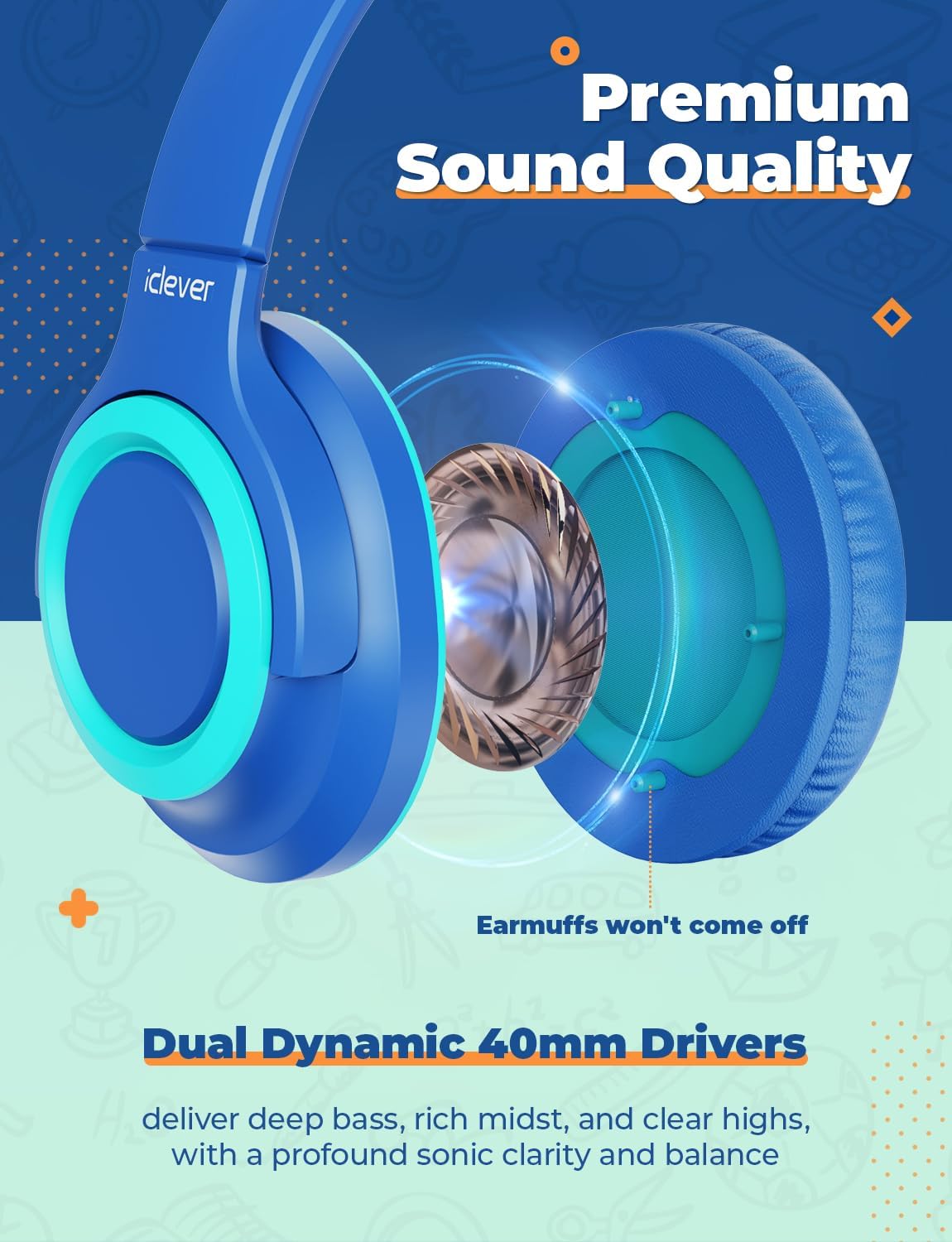 Kids Wired Headphones 2 Pack Safe Volume Foldable 3.5mm