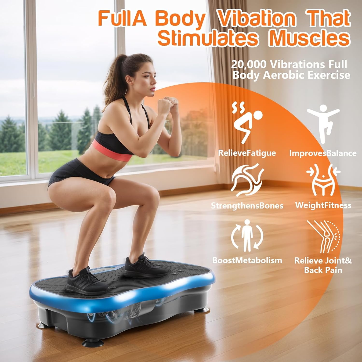 Vibration Plate Exercise Machine Full Body Fitness Platform 120 Speeds