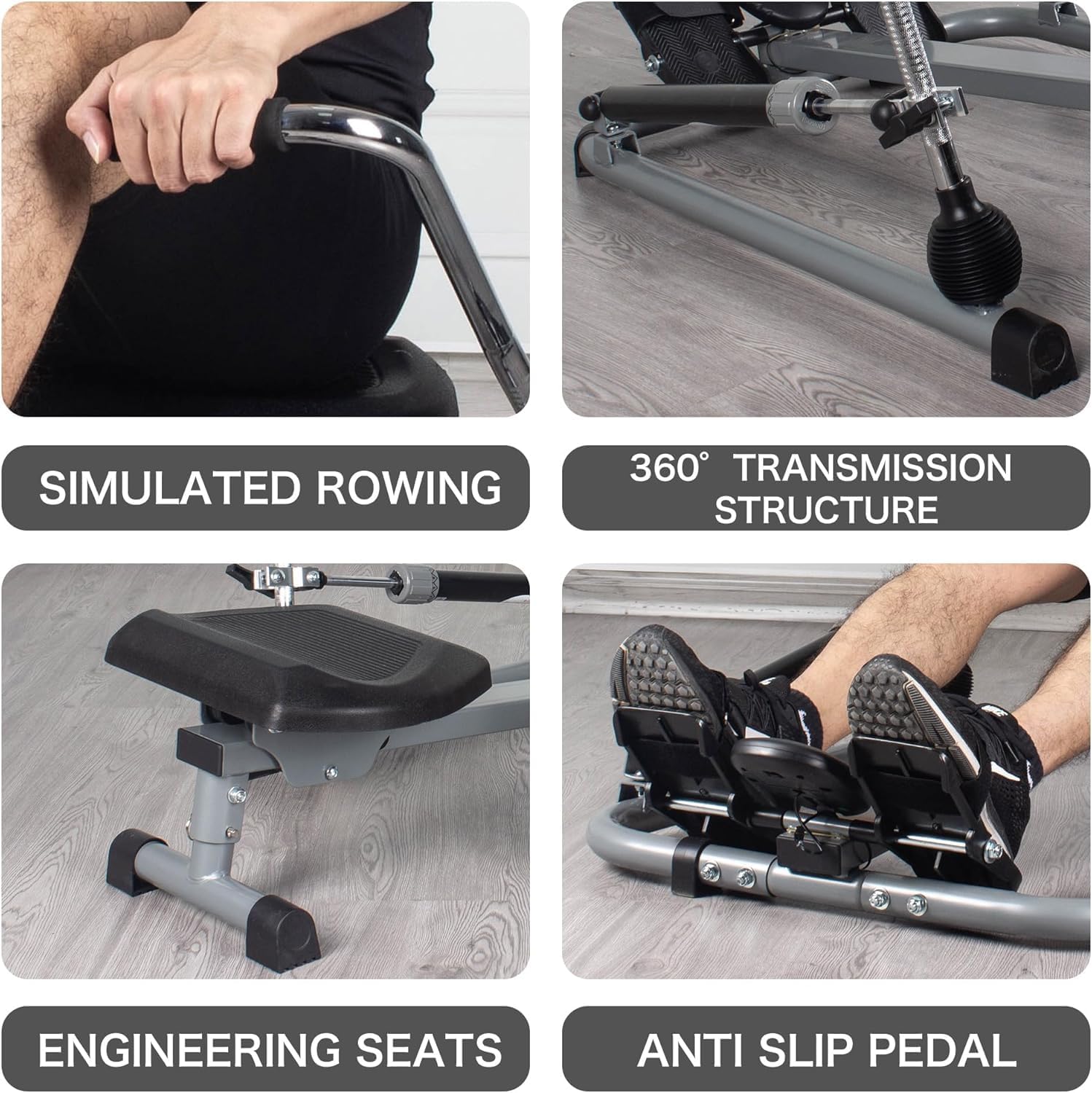 Foldable Rowing Machine Hydraulic Rower LCD Home Cardio Trainer