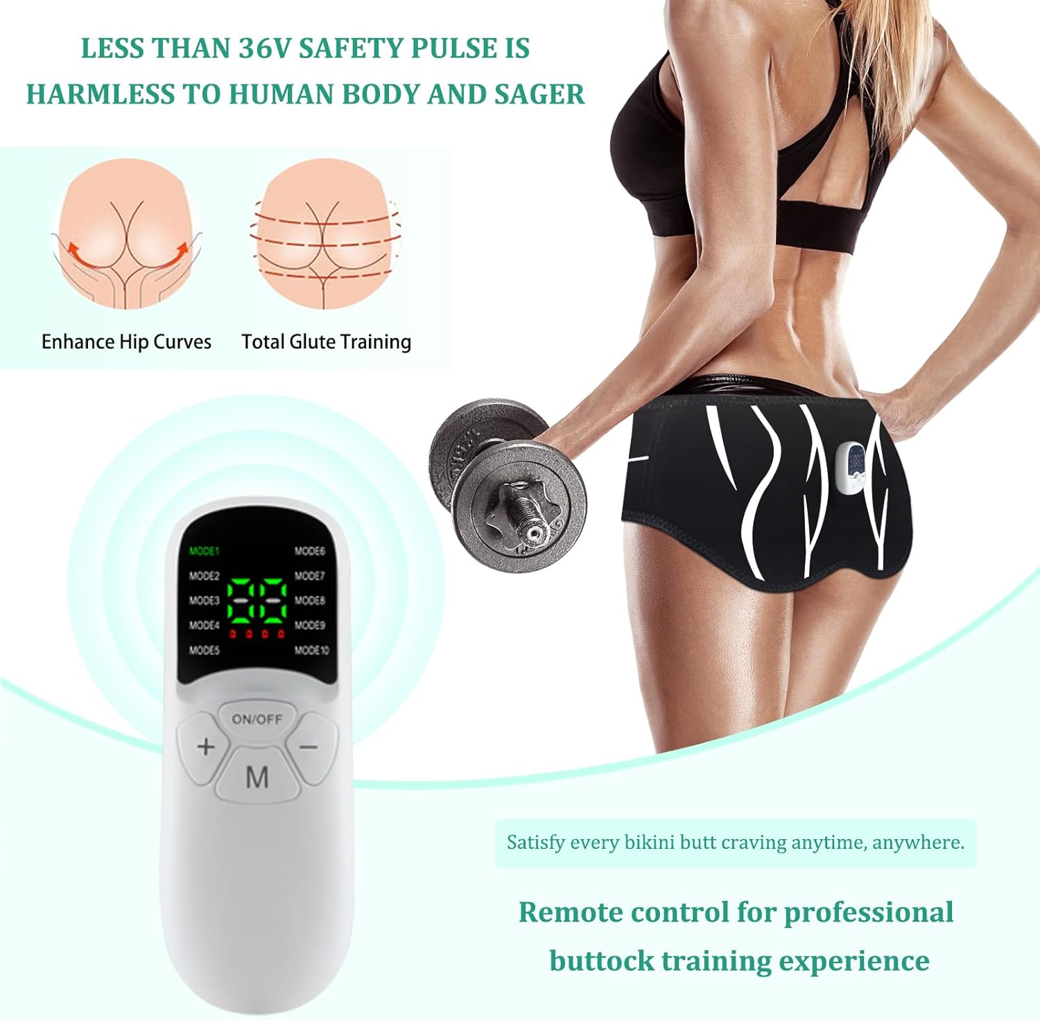 EMS Hip Trainer Electric Muscle Stimulator Glute Butt Toning Device