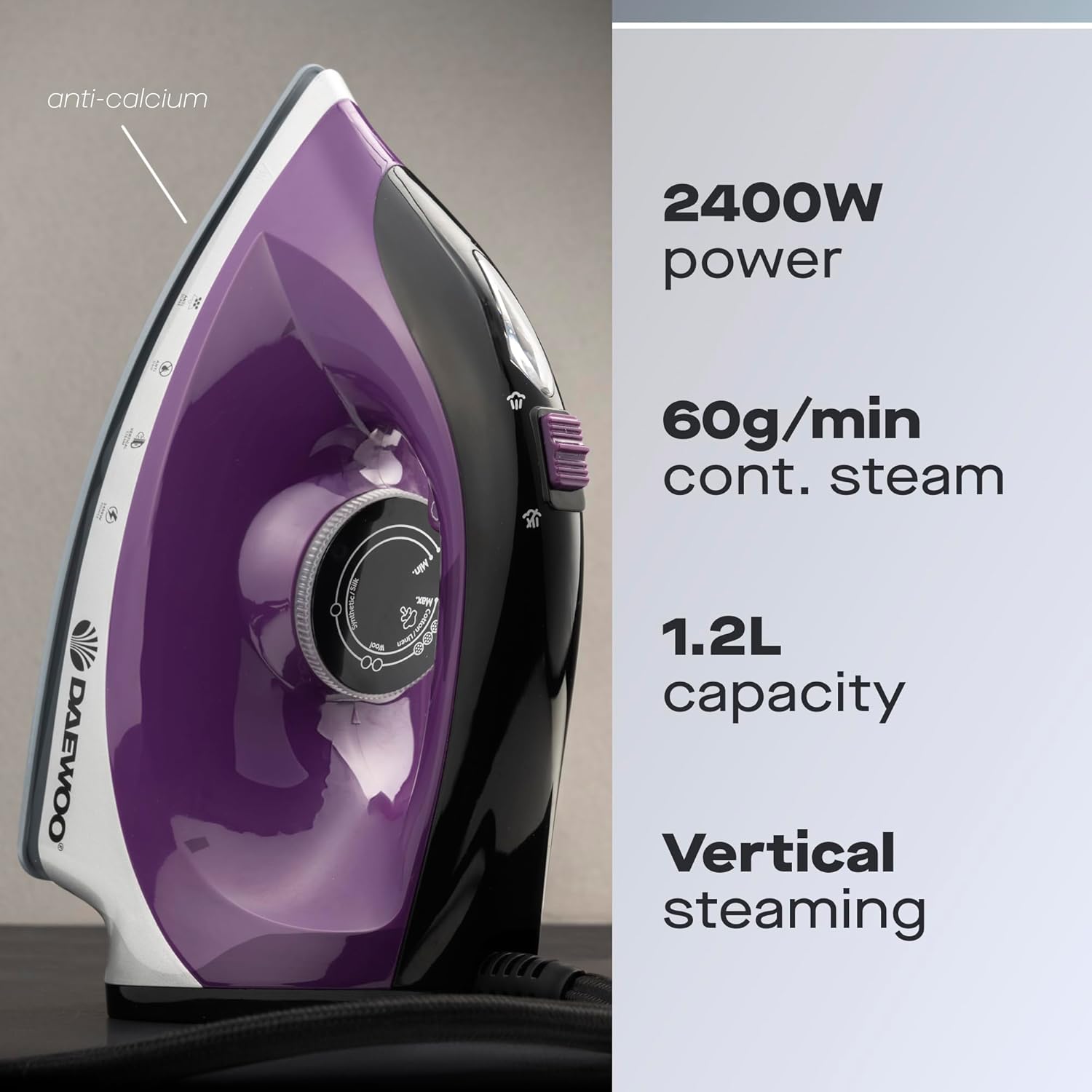 Steam Generator Iron 2400W 1.2L Tank Ceramic Soleplate Anti Calc
