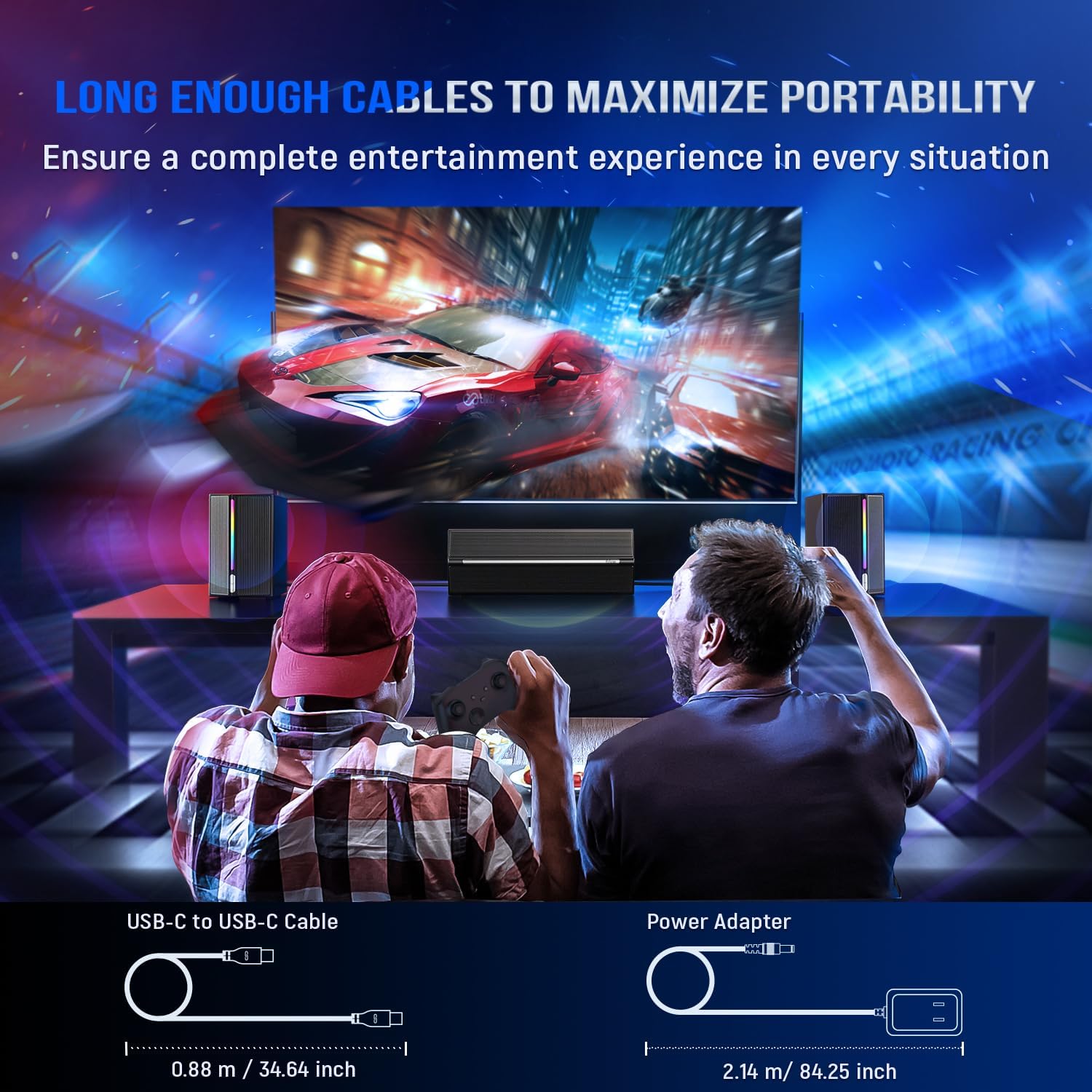 PC Speakers with Subwoofer RGB Gaming Soundbar Bluetooth