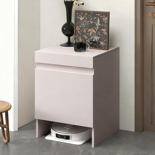 Robot Vacuum Storage Cabinet Wooden Stand Organizer Side Table