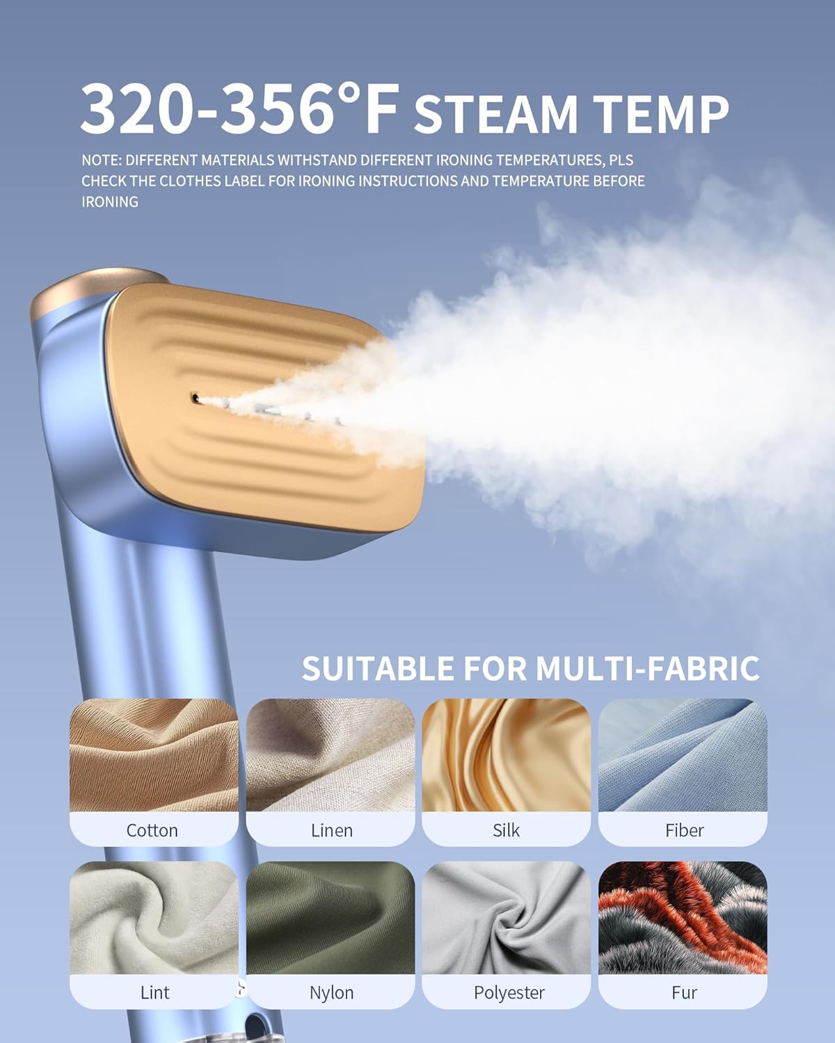 Handheld Garment Steamer 2in1 Fast Heat 15s Dual Tank Travel