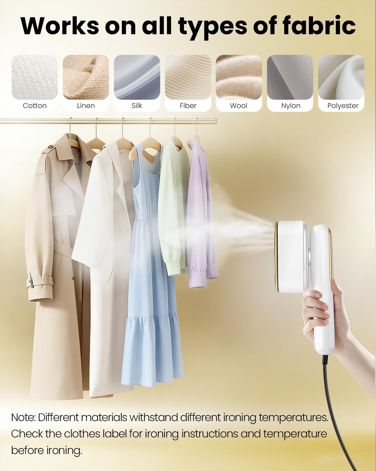2in1 Travel Garment Steamer Iron 1200W 15s Heat 5 Modes