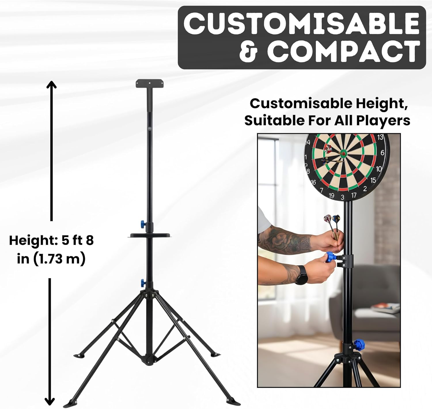 Dart Board Stand Portable 4 Leg Stable Base Tray Metal Indoor