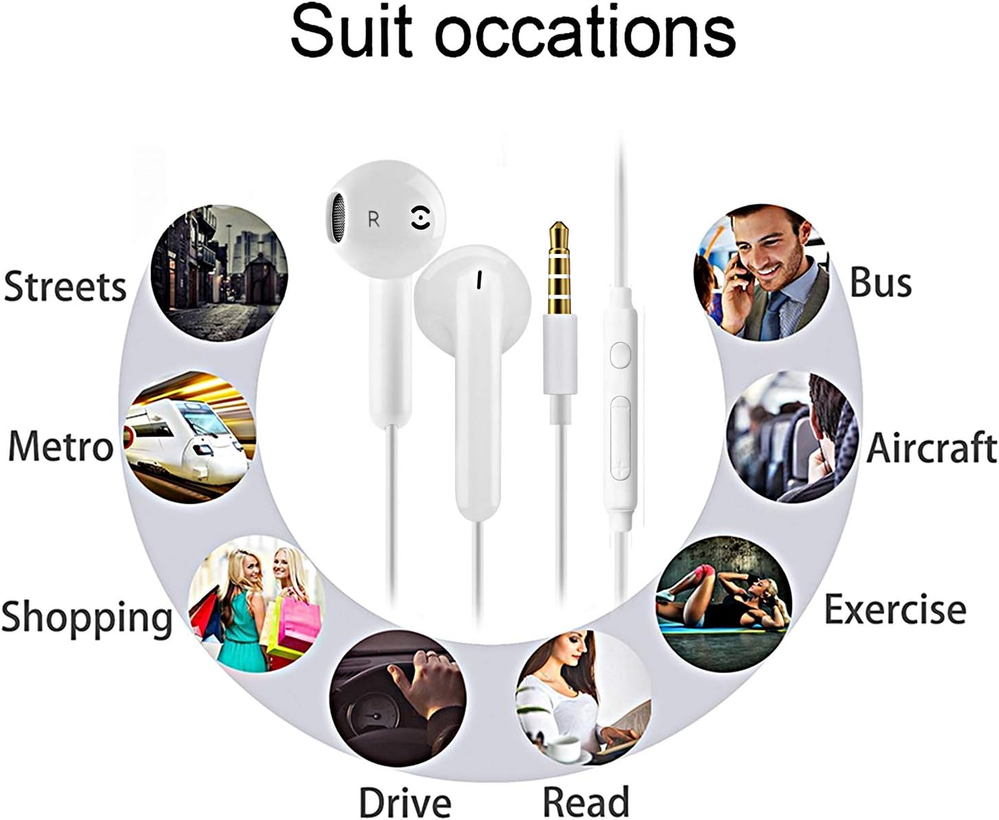 2 Pack Wired In Ear Earphones With Mic Noise Isolating 3.5mm