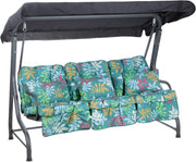 Outdoor 3 Seater Swing Bench Leaf Green Canopy Cushions 250kg