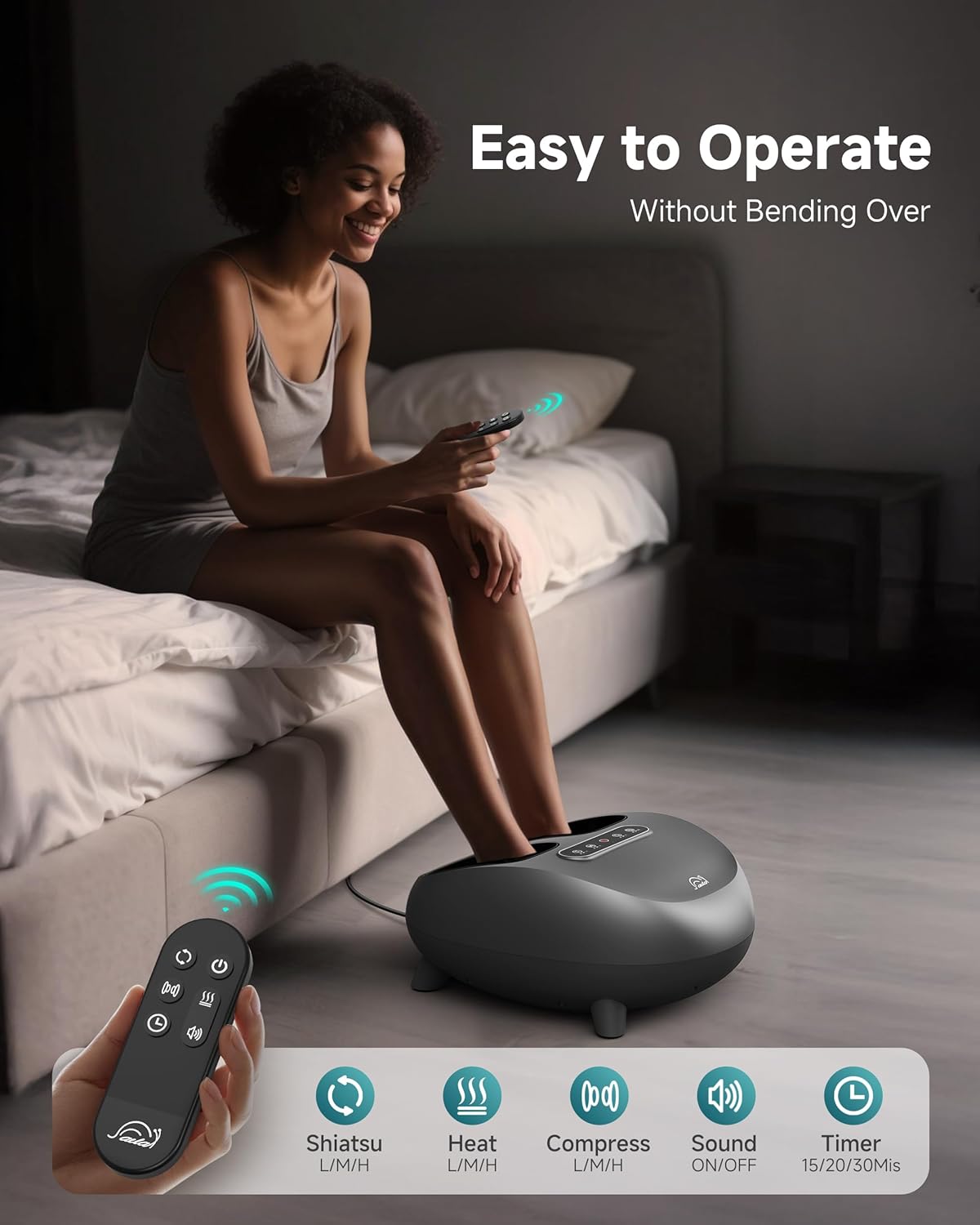Shiatsu Foot Massager Heat Compression Remote 3 Levels Deep Kneading