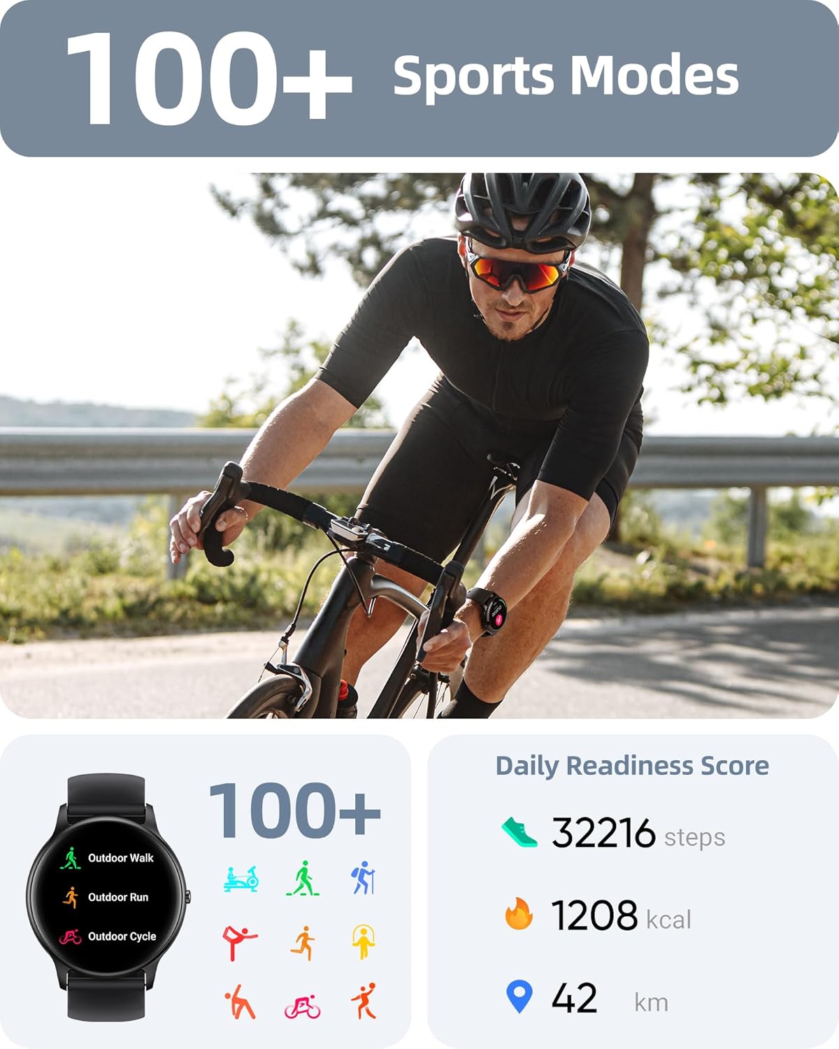 Bluetooth Calling Smart Watch 100 Sports Heart Sleep IP68