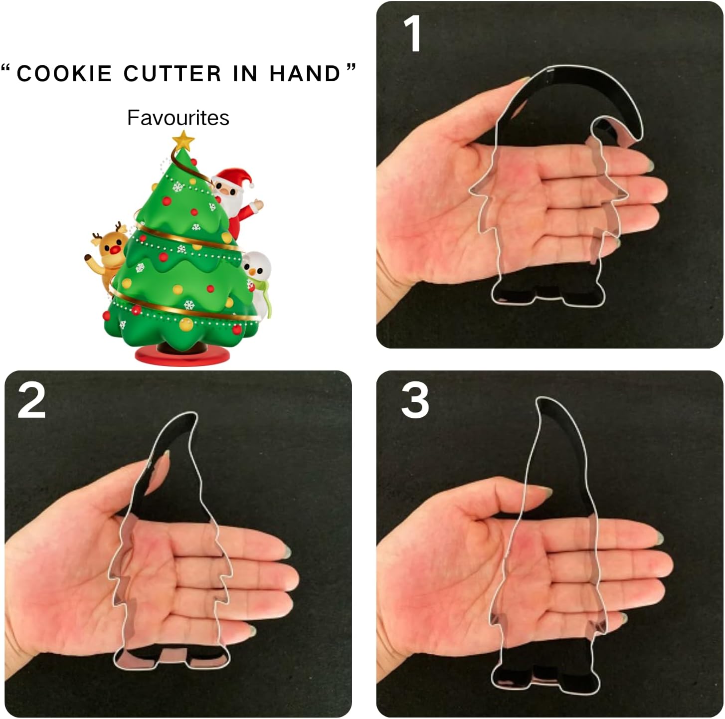 Gnome Cookie Cutters Set 3PCS Stainless Steel Baking