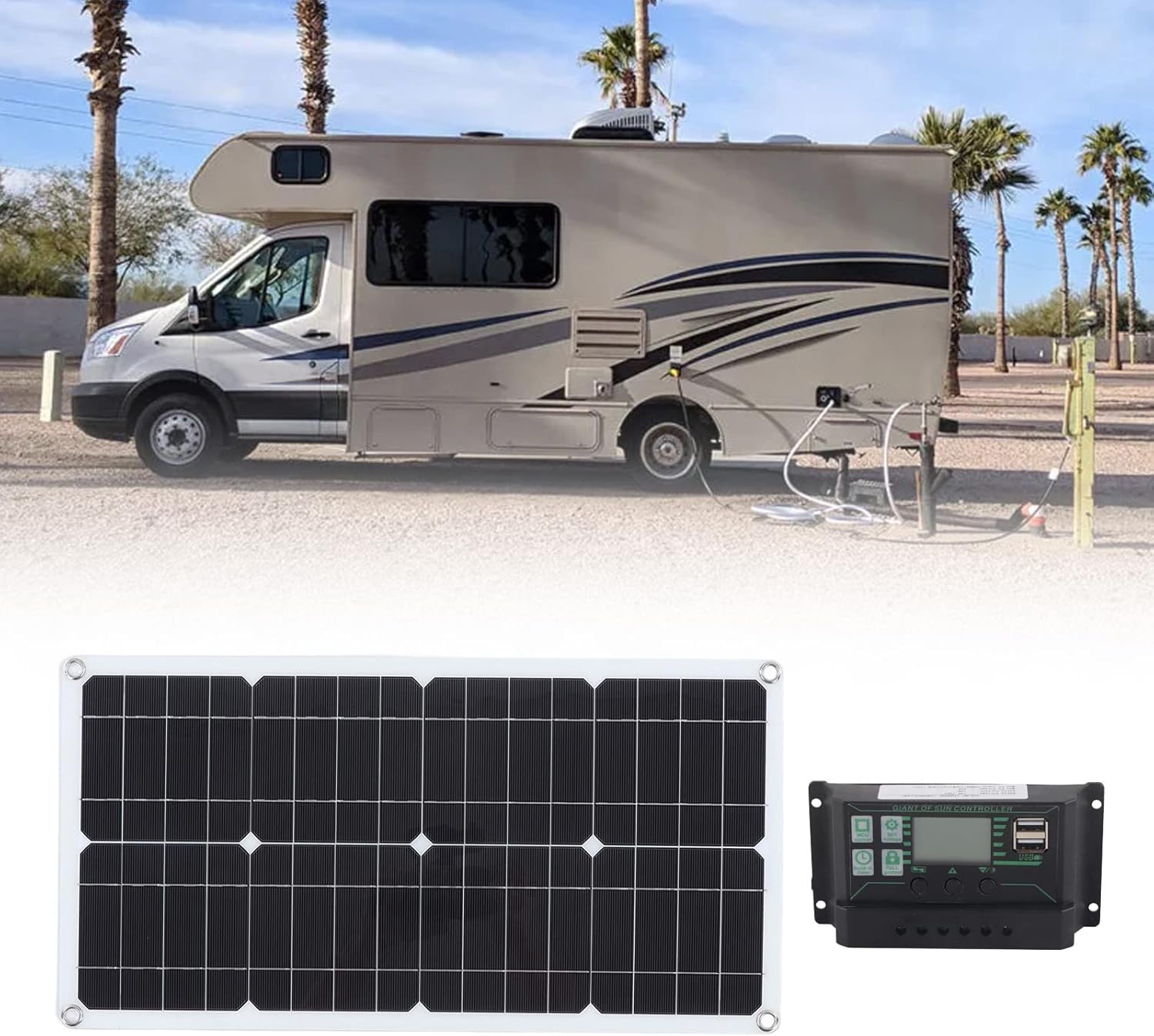 250W Solar Panel Kit 12V 24V Portable Charger RV Boat