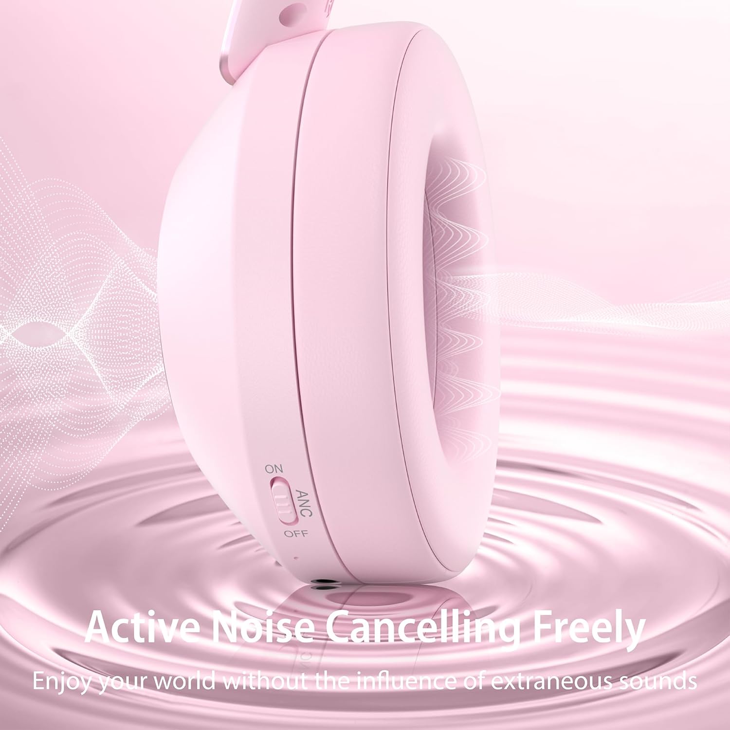 Wireless Noise Cancelling Over Ear Headphones 80Hr Battery Pink