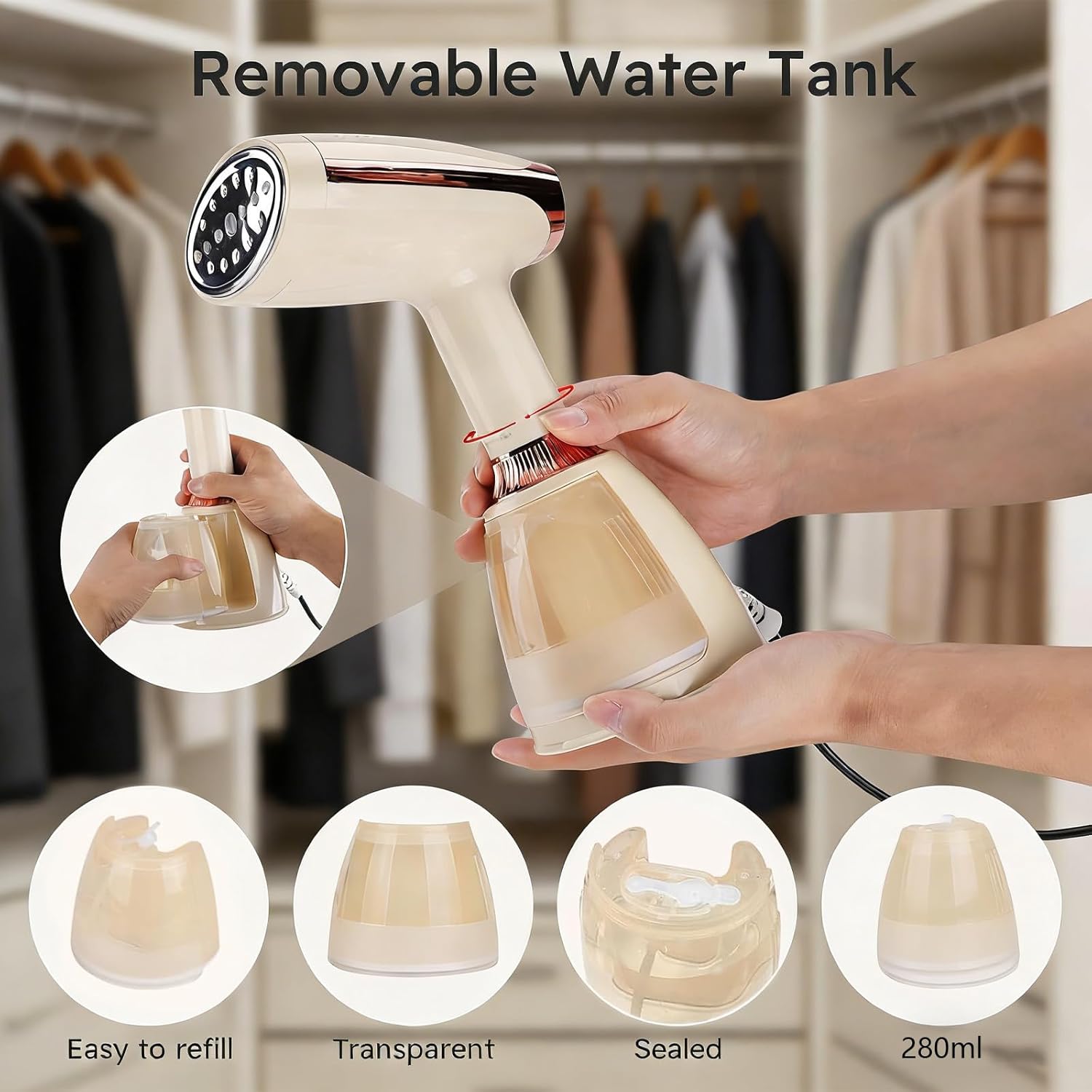 Handheld Garment Steamer 280ml Fast Heat 15s Travel Iron