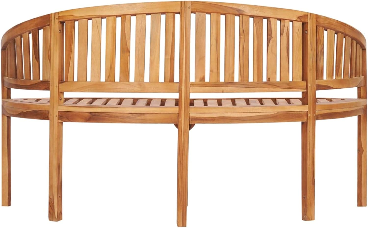 Teak Banana Garden Bench 151cm Curved Wooden Patio Seat