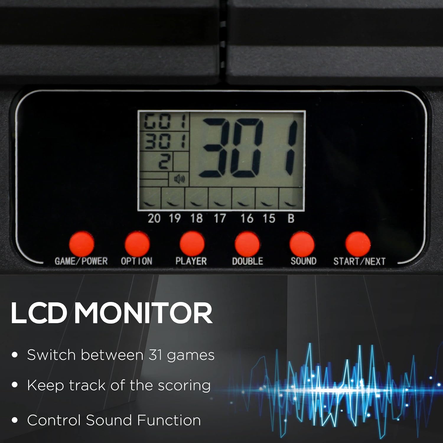 Electronic Dartboard Cabinet Set LCD Scoring 31 Games 6 Darts