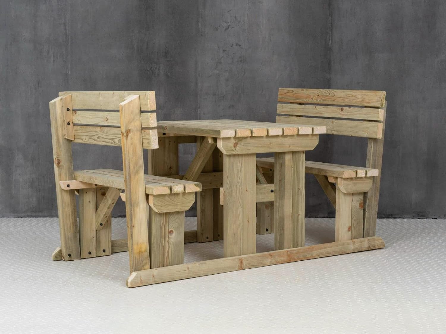 4 Seater Wooden Picnic Table with Backrest Garden Patio Set