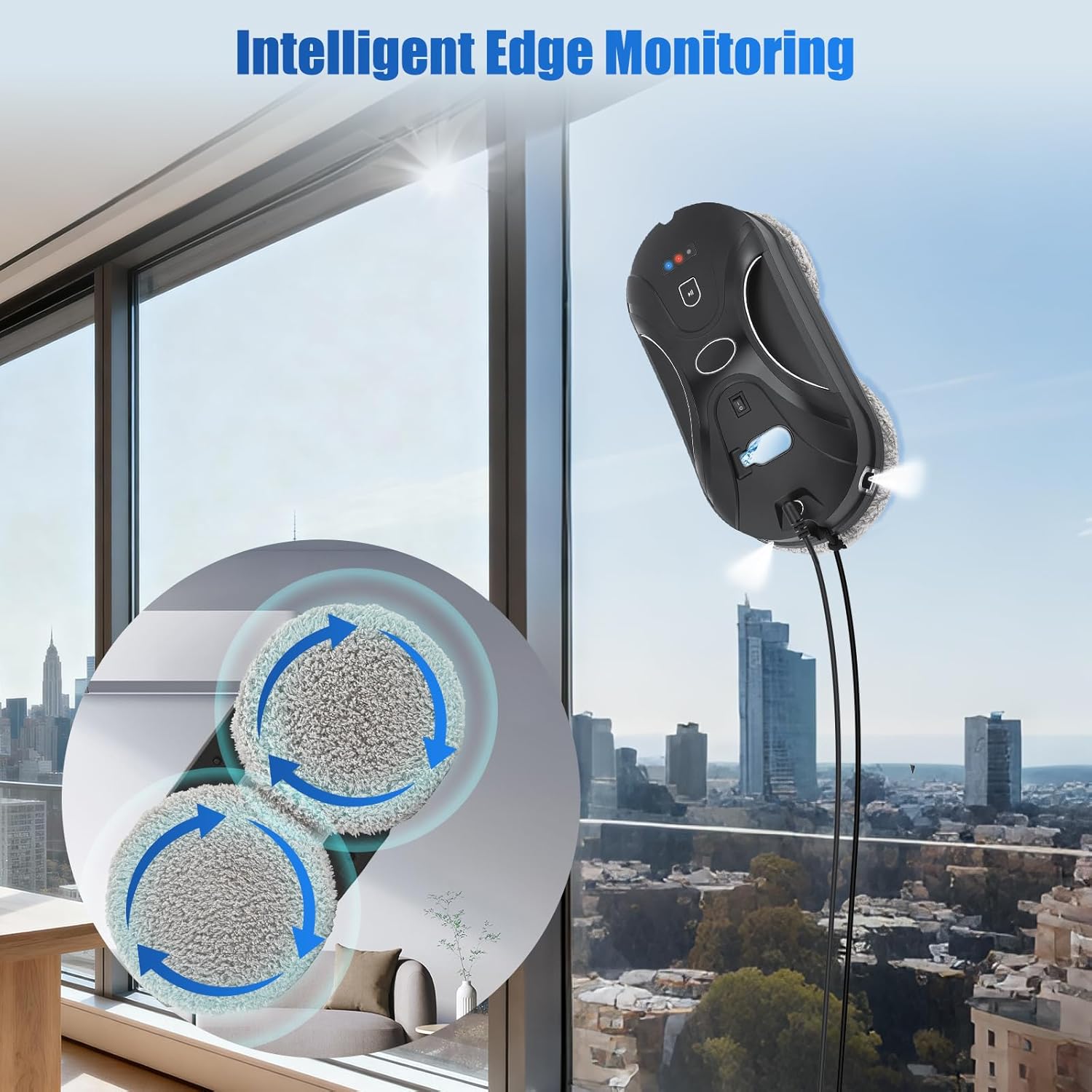 Automatic Window Cleaner Robot 5600Pa AI Spray Remote Edge Detect
