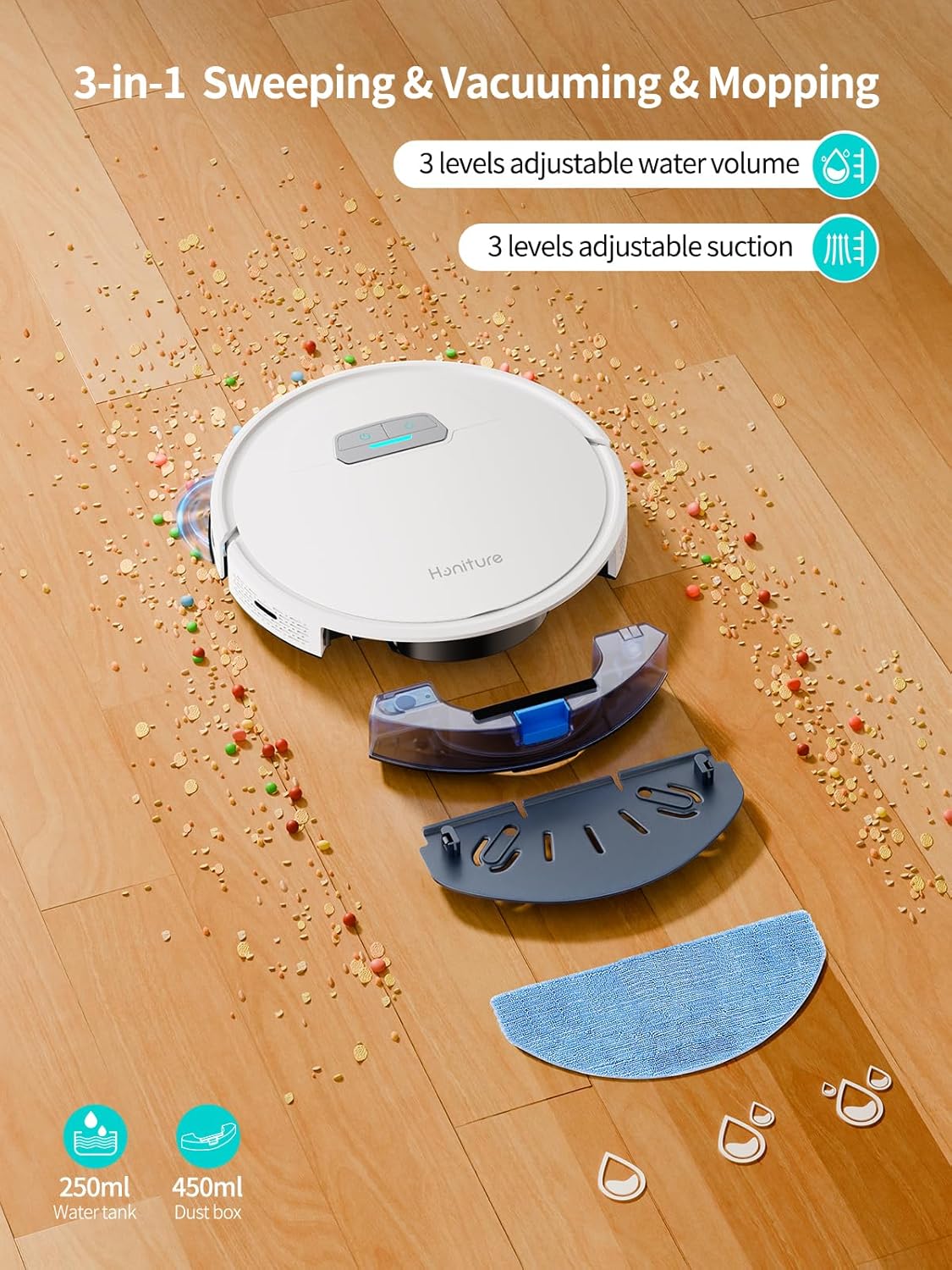 Robot Vacuum Mop 7000Pa LiDAR Mapping Ultra Slim App Alexa