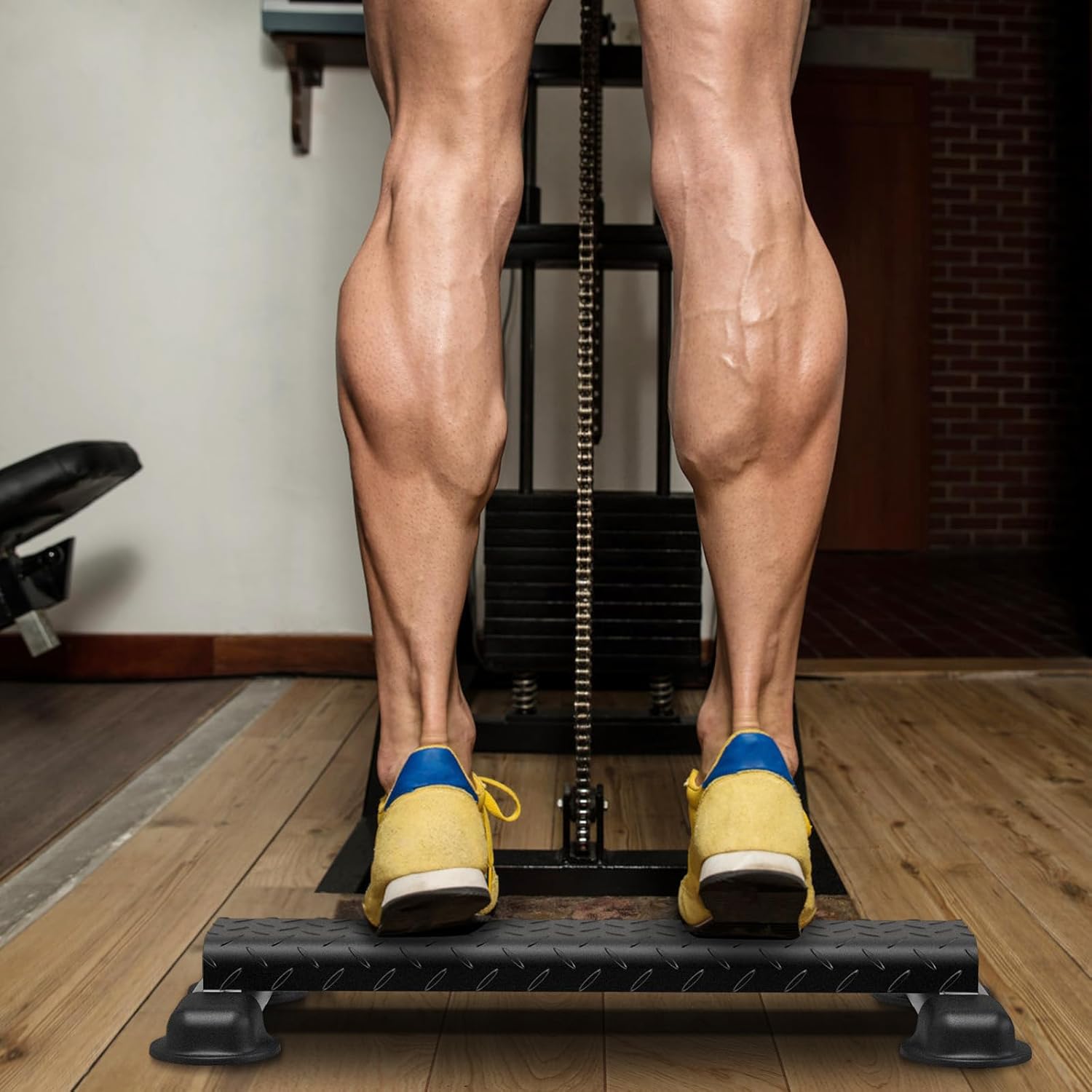 Calf Raise Block Bar Anti-Slip Steel Calf Trainer Squat Stretch